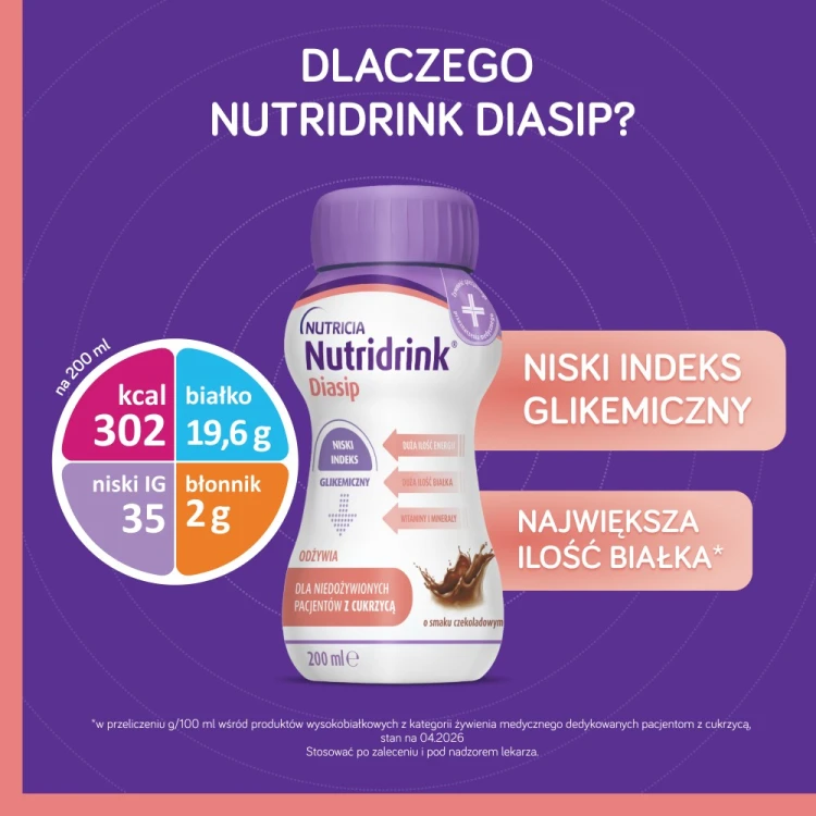 Nutridrink Diasip o sm.czekoladowym 4x200ml